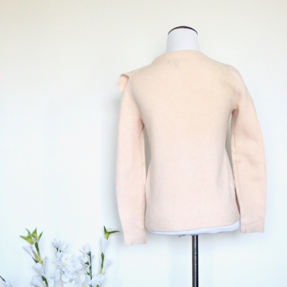 J. Crew Merino Wool Diagonal Ruffle Pullover Sweater Pink SZ XXS - Picture 11 of 15